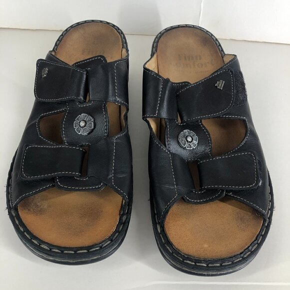 FINN COMFORT Pattaya Black Leather Sandals Sz 42EU / M 9-9.5 / W 11-11.5 - Picture 3 of 13